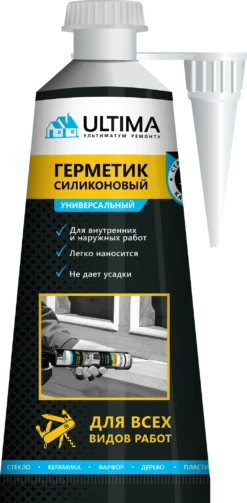 Герметик Ultima USTDN80107, силиконовый, санитарный бесцветный, тюбик 80мл