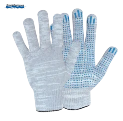 Перчатки трикотажные 10 кл, 5ти нитка ПВХ Точка серый, GL010522