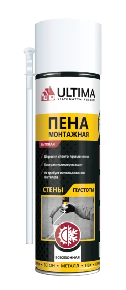 Пена монтажная ULTIMA 445, всесезонная, 340 мл, Ulmin00650