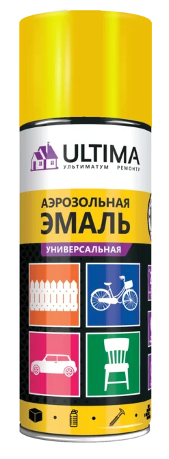 Краска ULTIMA аэрозольная, жёлтая, универсальная, RAL 1018, 520 мл, ULT016
