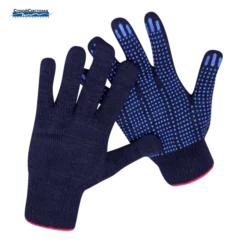 Перчатки трикотажные 10 кл, 5ти нитка ПВХ Точка черный мешок, GL010422