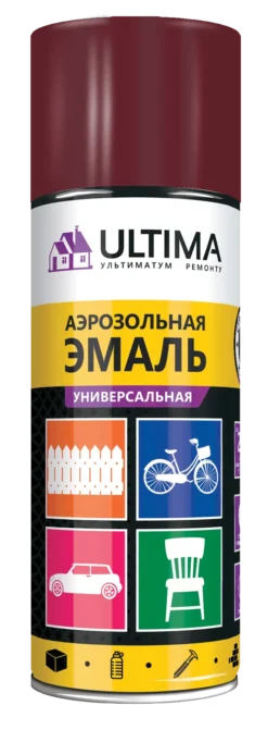 Краска ULTIMA аэрозольная, винно-красная, универсальная, RAL 3005, 520 мл, ULT039