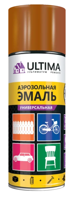 Краска ULTIMA аэрозольная, коричневая, универсальная, RAL 8028, 520 мл, ULT043