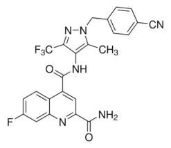 N4-[1-[(4-Цианфенил)метил]-5-метил-3-(трифторметил)-1H-пиразол-4-ил]-7-фтор-2,4-хинолиндикарбоксамид