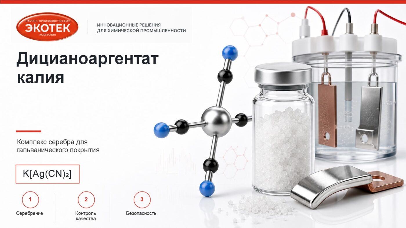 Дицианоаргентат калия K[Ag(CN)2] для гальванического серебрения