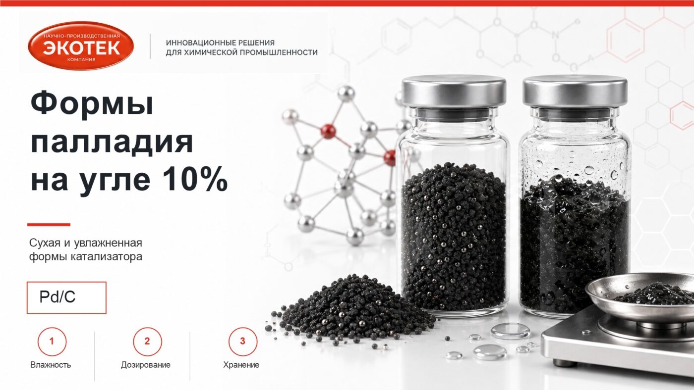 Сухая и увлажненная формы палладия на угле 10%