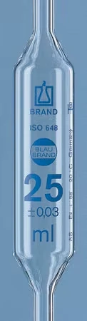 Пипетка стеклянная с грушей BLAUBRAND, калиброванная на слив (TD, EX), вместимость 50 мл, с двумя метками