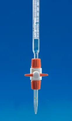 Бюретка BLAUBRAND® компактная, с PTFE-краном и полосой Шелбаха, 50 мл, ±0.05 мл