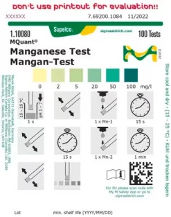 Тест на марганец, колориметрический, Mn 2–100 мг/л, MQuant®