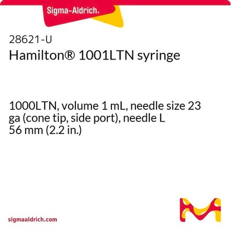 Шприц Hamilton 1001LTN, 1000LTN, объем 1 мл, игла 23 ga (конический наконечник, боковой порт), длина иглы 56 мм