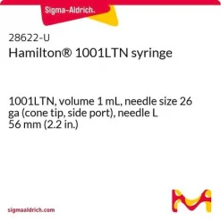 Шприц Hamilton 1001LTN, объём 1 мл, игла 26 ga (конический наконечник, боковой порт), длина иглы 56 мм