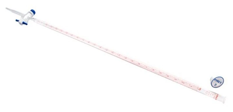 Бюретка Pyrex® класса A с цветной шкалой, с PTFE краном, объем 25 мл