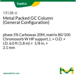 Металлическая колонка для ГХ (общая конфигурация), фаза 5% Carbowax 20M, носитель 80/100 Chromosorb W HP, 6.0 фут × 1/8