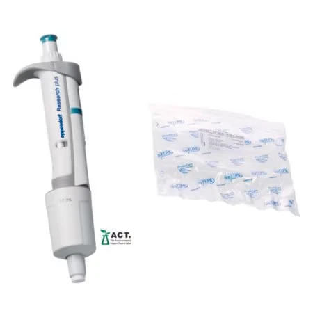 Дозатор механический Eppendorf Research Plus G, одноканальный, переменный объем 1–10 мл, бирюзовый, с пакетом
