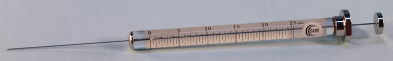Микрообъемный шприц SGE MicroVolume, стандартный плунжер, фиксированная игла, 25 мкл, 25 ga, 50 мм