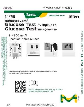 Глюкоза, тест-полоски, рефлектометрические, 1–100 мг/л, для REFLECTOQUANT®