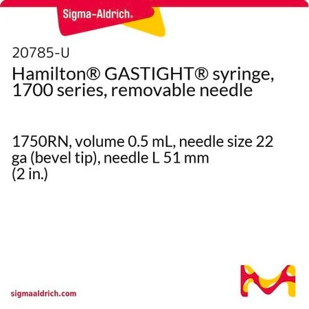 Шприц Hamilton GASTIGHT, серия 1700, со съёмной иглой, 1750RN, 0.5 мл, игла 22 ga (скошенный кончик), длина иглы 51 мм