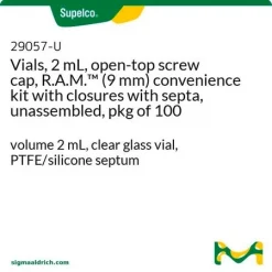 Виалы 2 мл с открытой винтовой крышкой R.A.M.™ (9 мм), комплект с крышками и септами, не собранные, упаковка 100 шт.