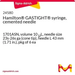 Шприц Hamilton GASTIGHT 1701ASN, объем 10 мкл, игла 23s-26s ga (конический наконечник), длина иглы 43 мм, упаковка 6 шт.