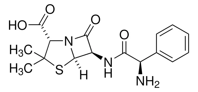 Ампициллин (D-(-)-α-аминобензилпенициллин), CAS 69-53-4